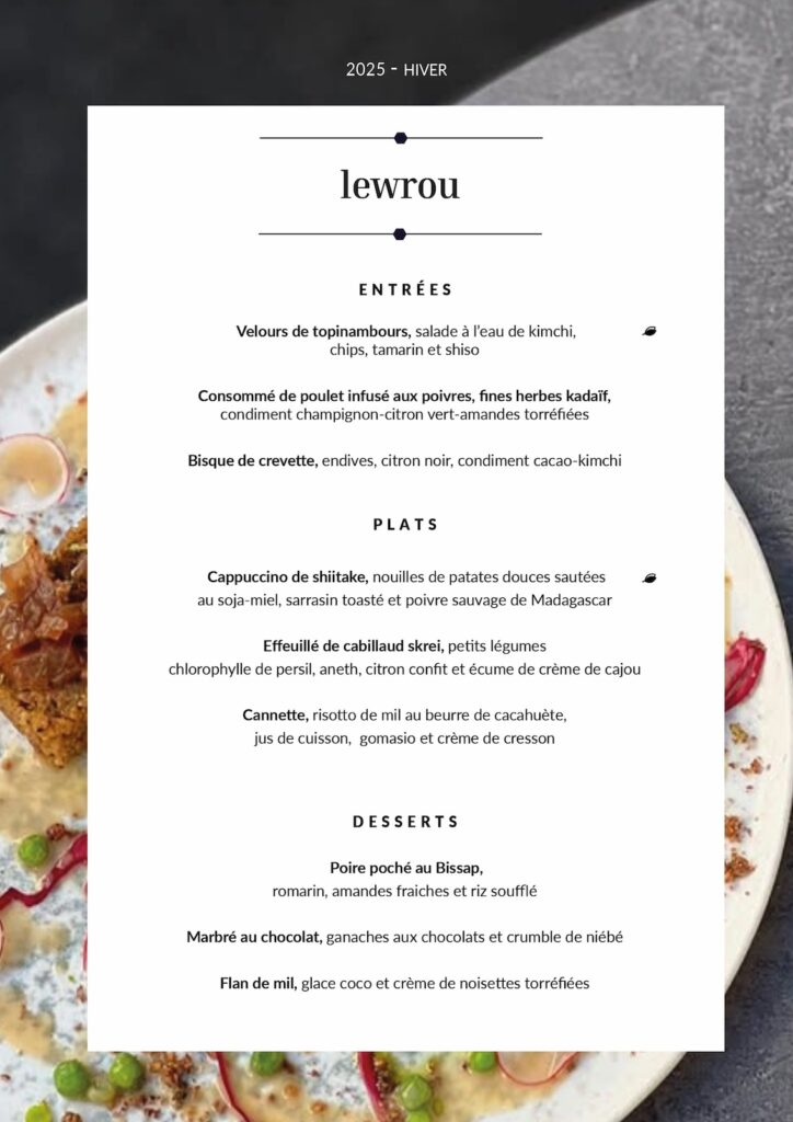 menu chef lyonnais jules Niang restaurant PETIT OGRE